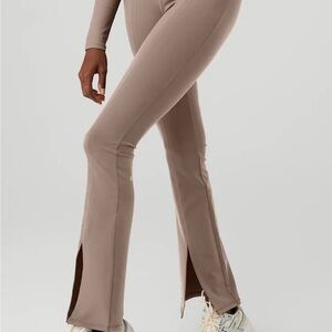 ALO Yoga Taupe Split-Hem Flare Leggings